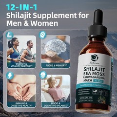Himalayan Shilajit Drops 12-in-1 Complex Sea Moss, Ashwagandha, Maca 60ML/2 oz