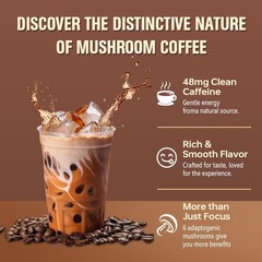 2 Bag Mushroom Coffee, Instant Mushroom Coffee Powder with 6 Adaptogenic
