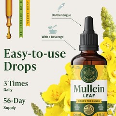 Mullein Drops for Lungs – Natural Respiratory Wellness, 56-Day Supply