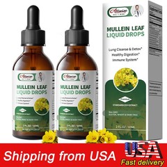 2 PACK Mullein Drops for Lungs, Detox and Cleanse Mullein Extract Supplement