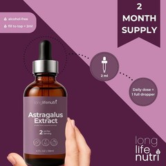 Astragalus Extract Liquid Drops Organic Supplement for Energy & Vitality – 4oz.