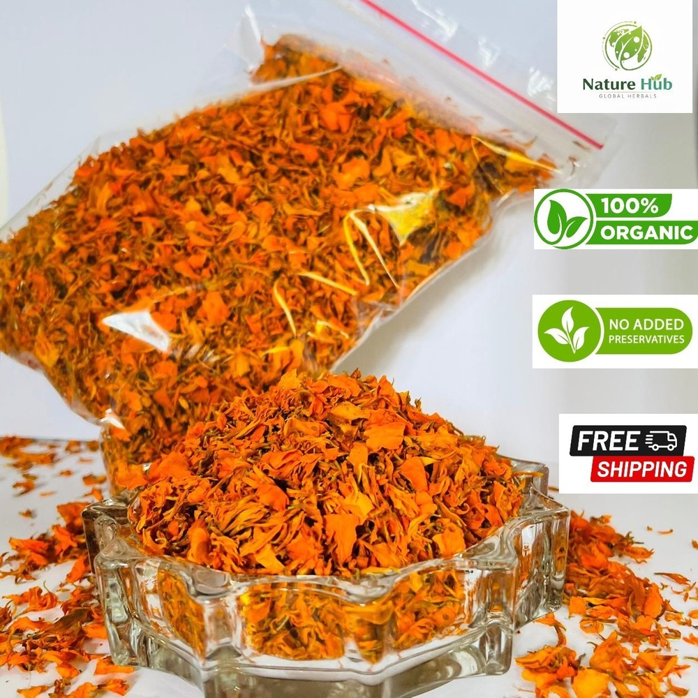 Ceylon 100% Organic Dried Marigold Flowers Petals|Calendula Flower |Herba Teal
