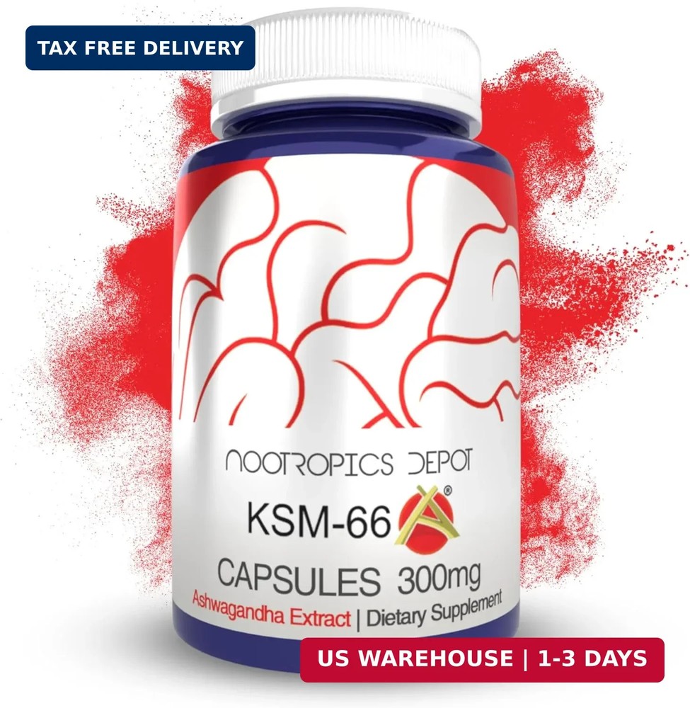 Nootropics Depot KSM-66 Ashwagandha Capsules | 300mg | 90 Count (Pack of 1)