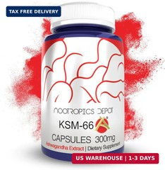 Nootropics Depot KSM-66 Ashwagandha Capsules | 300mg | 90 Count (Pack of 1)