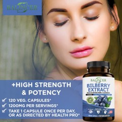Bilberry Extract 1200mg 30 To 120 Capsules Eye Vision Health HEALTHY BLOOD SUGAR