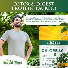 Sunlit Best USDA Organic Premium Chlorella Tablets 500 500 Count (Pack of 1)