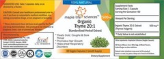 ORGANIC Thyme 20:1 Extract Capsules Thymol, No Fillers Pure & High Quality