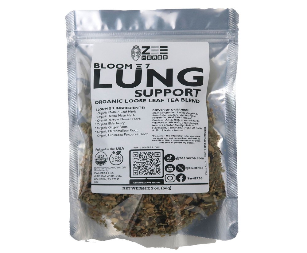Bloom 7 Lung Support Organic Loose Leaf Tea Blend 2 oz (56g) – ZeeHERBS