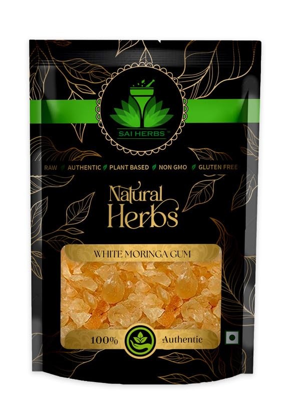 SAI HERBS White Moringa Gum – Safed Moringa Gond – Lab Tested – Treats Digestion