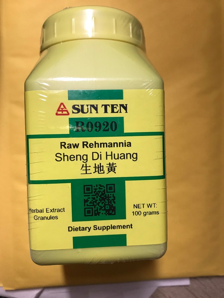 Sun Ten – Raw Rehmannia, Granules, Shen Di Huang, 100gm / 生地黃