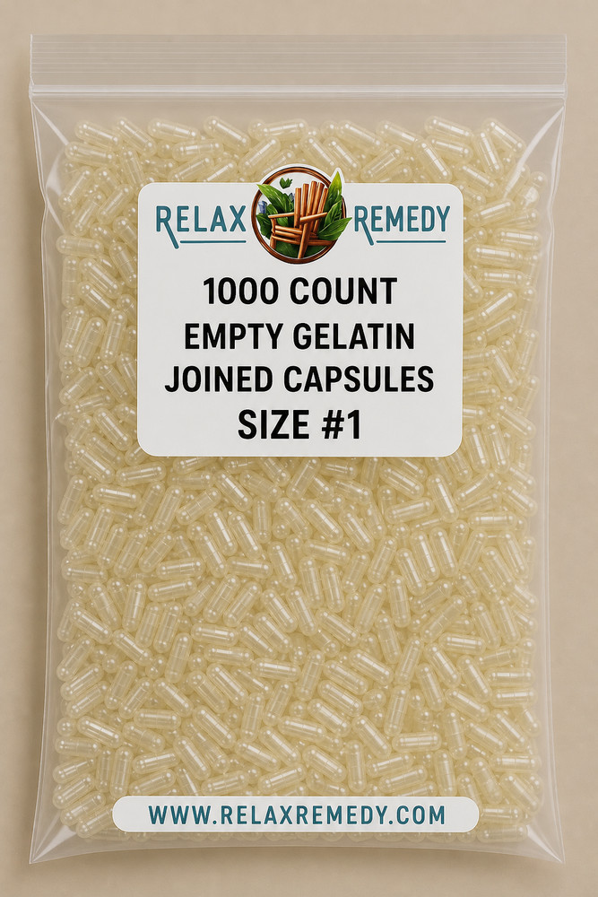 Empty Gelatin Capsules 1000 Count – Size #1 Non-GMO Clear, Joined Quality Caps