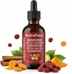 NutraPure Berberine Drops, Pure Berberine Drops with Ceylon Cinnamon, Chromiu…
