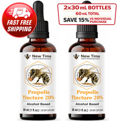 2 Bottles Organic Bee Propolis Tincture 20% Ethanol Extract Liquid Drops 2×30 mL