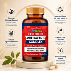 Wormwood Anti Parasite Complex 1500mg support intestinal Health Supplements 90