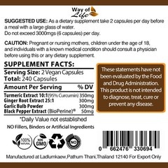 240 X CAPSULES TURMERIC BIOPERINE BLACK PEPPER GARLIC 95% CURCUMIN GINGER PILLS
