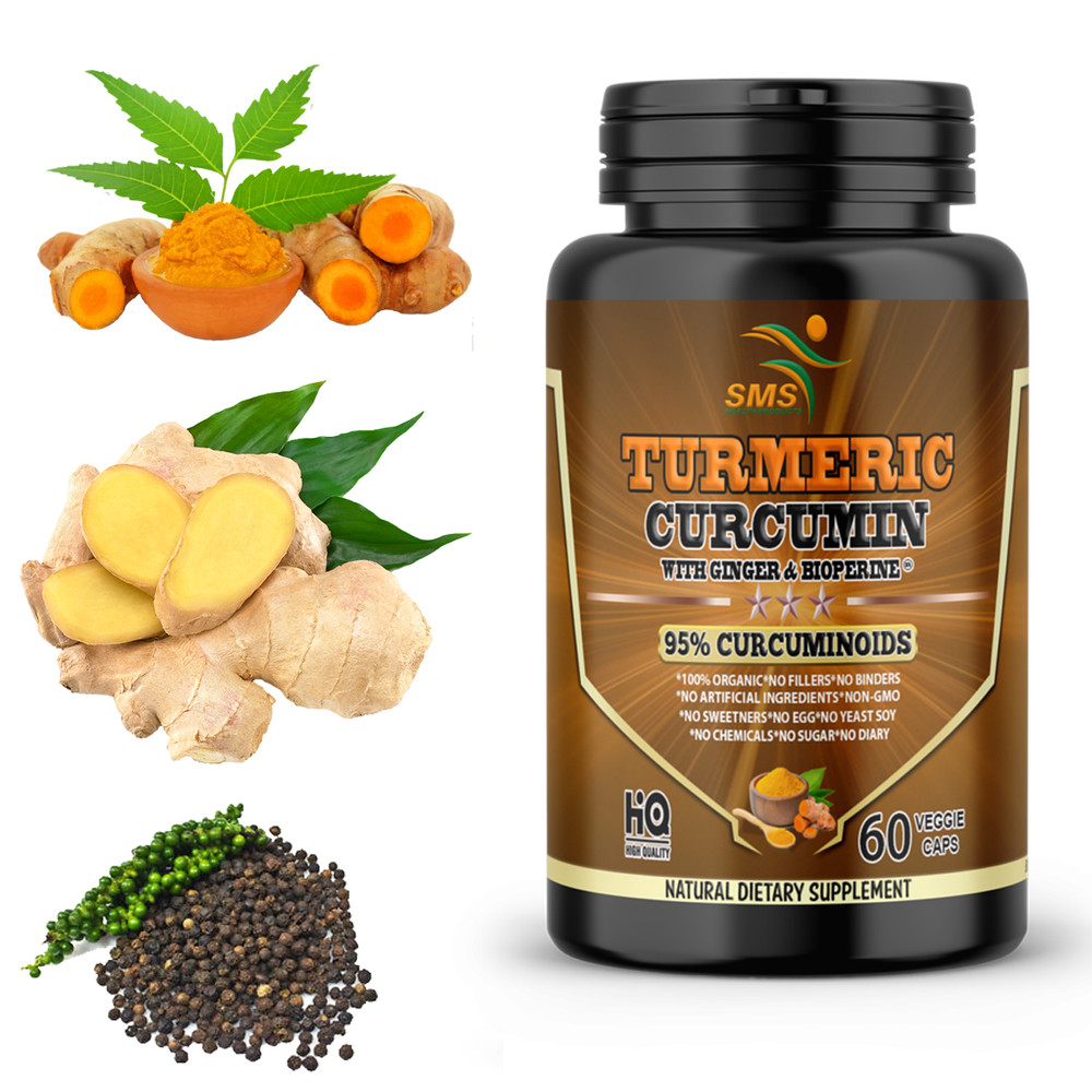 TURMERIC GINGER BLACK PEPPER EXTRACT BIOPERINE CAPS CURCUMIN TUMERIC ORGANIC 60