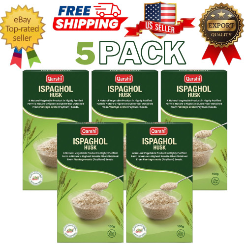 Qarshi Natural Ispaghol Husk 100g (Pack of 5) – Pure Psyllium Husk Fiber 500g