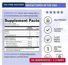 NatureWise Flaxseed Oil 1200 mg, Fish Free Omega 3 6 9 with 720mg ALA, Dietary S