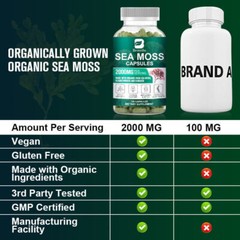 Organic Irish Sea Moss Capsules with Bladderwrack for Immune System,Skin,Energy