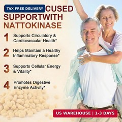 AIQIUSHA Nattokinase 10,000 FU with Serrapeptase, Bromelain & CoQ10, Triple Enzy