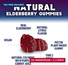 Elderberry Immune Support Gummies – 3X Strength Sambucus Elderberry Gummy with V