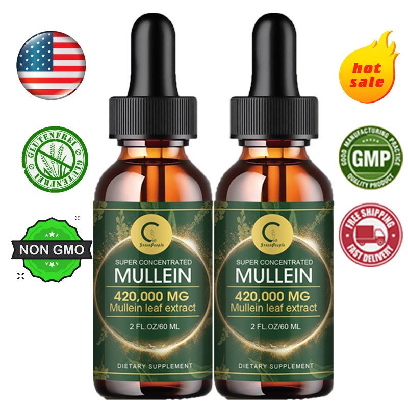 2 PACK Mullein Drops for Lungs, Detox and Cleanse Mullein Extract Supplement US