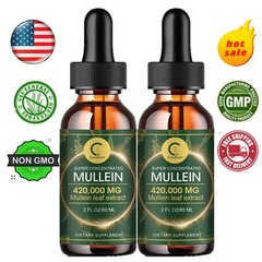 2 PACK Mullein Drops for Lungs, Detox and Cleanse Mullein Extract Supplement US