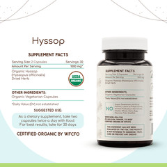 HerbEra Hyssop 60/120 Capsules, 500 mg, Organic (Hyssopus officinalis)