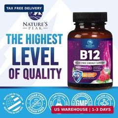 Vitamin B12 Complex (Methylcobalamin) 1000 mcg – 3X Strength B 12 Vitamins Suppl