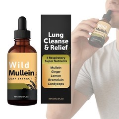 Wild Natural Mullein Drops With Ginger Lemon etc . for Lung Cleanse & Relief