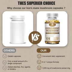 2 Bottles Lion’s Mane Mushroom Complex 120 Capsules Daily Focus Immune Support