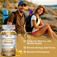 Korean Panax Ginseng 1600mg 120 Capsules – Extra Strength NON-GMO & Gluten-Free