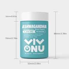 Ashwagandha Capsules 1440mg with Black Pepper Stress Adrenal Support 60 Capsules