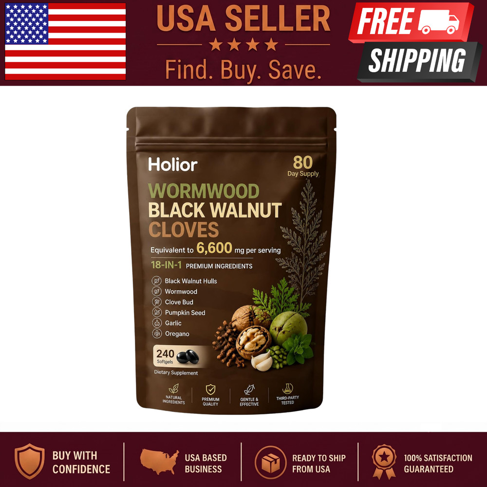 Holior 18-in-1 Black Walnut & Wormwood Herbal Blend for 240 Count (Pack of 1)