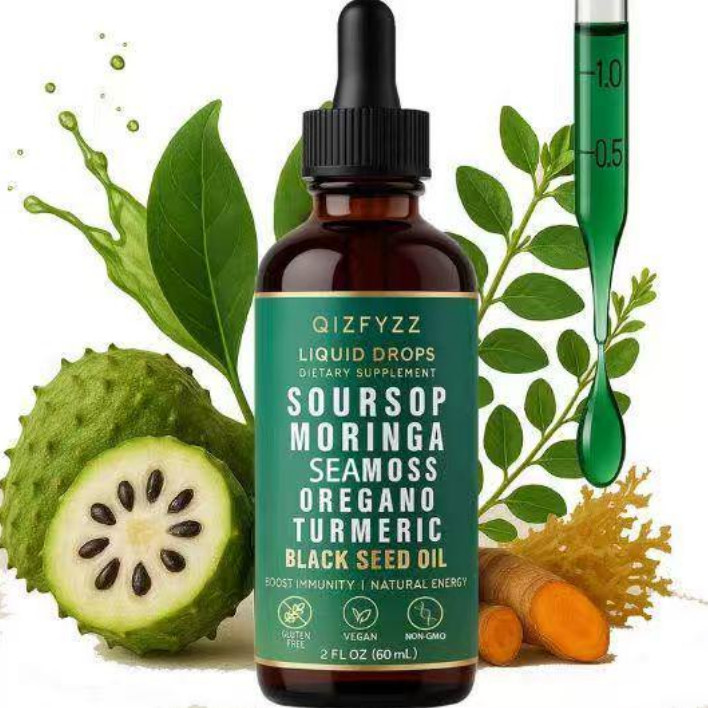 Soursop Pure Liquid Drops 10 in 1 Including Sea Moss, Moringa, Turmeric, Black S