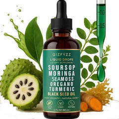 Soursop Pure Liquid Drops 10 in 1 Including Sea Moss, Moringa, Turmeric, Black S