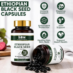 Black Seed Oil Capsules 1000mg 5.28% TQ Cold Pressed Vegan 90 Softgels