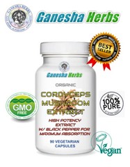 Organic CORDYCEPS SINENSIS MUSHROOM High Potency Extract 90 Capsules New Batch!