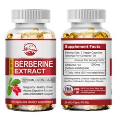 Berberine Extract Capsules 1200mg Blood Sugar Support Supplement 30 Servings