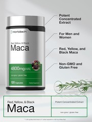 Maca Root Capsules 4800mg | 120 Pills | Red, Yellow, Black Maca | by Horbaach
