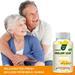 Mullein Leaf Capsules 1500Mg For Respiratory Health Lung Cleanse Detox 60 Pills