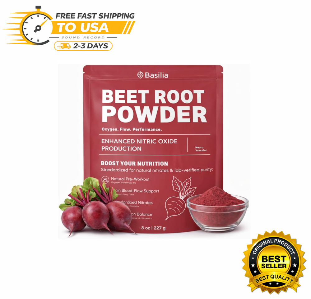 Basilia Beet Root Powder 8oz Nitric Oxide Energy Boost Blood Pressure Superfood