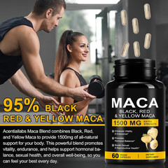 Maca Orgánica 1500mg Raíz Peruana Negra Roja Amarilla 60 Cápsulas Veganas