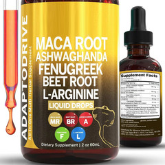 Organic Maca Root Liquid Drops Including Ashwagandha&Beet and LArgini&Fenugreek