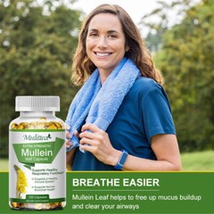Mullein Leaf Capsules Extra Strength Support Respiratory Health Lung Detox 120Pc