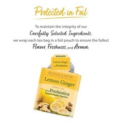Bigelow Tea Lemon Ginger Plus Probiotics Herbal Tea 18 Count 6 Pack