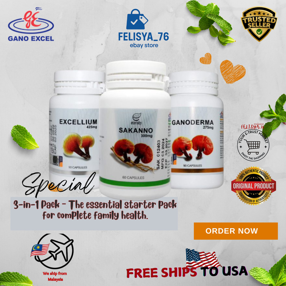 Ganoderma Excellium Sakanno Gano Excel(Lingzhi Mycellium)Body Immunity 30 Caps