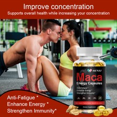 Organic Maca Root 120 Capsules Peruvian Maca Extract Enhance Energy and Vitality