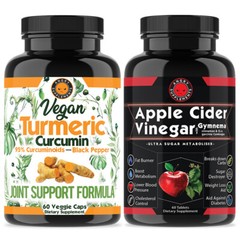 Turmeric Curcumin Vegan 95% Curcuminoids BioPerine + Apple Cider Weight Loss 2PK