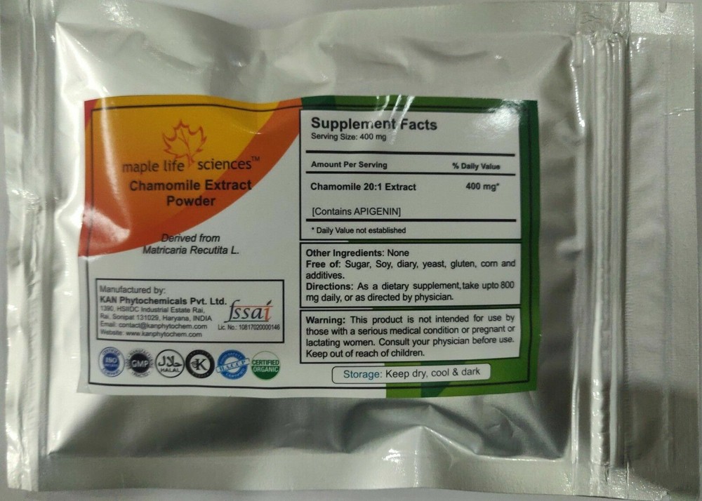 Chamomile Extract 20:1 Powder (Matricaria Recutita) APIGENIN NO FILLERS